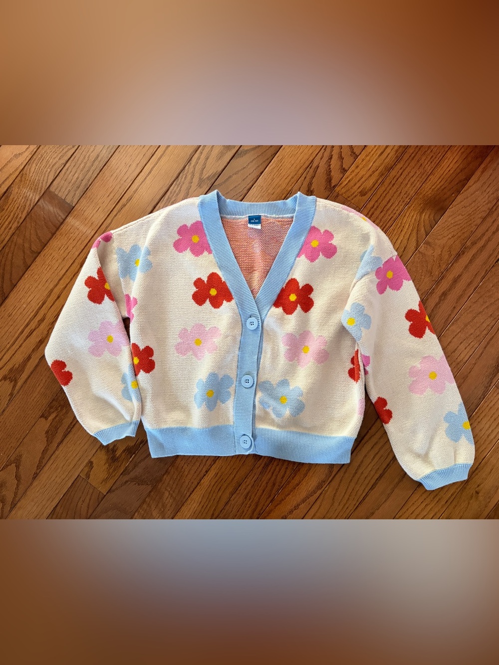 Old Navy girls cotton printed cardigan button up sweater floral Grandpa L 10 12